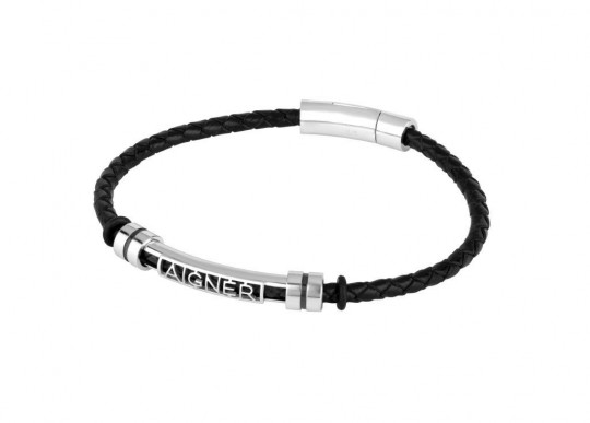 Aigner Gent Bracelet Blk Silv Lstr Aj